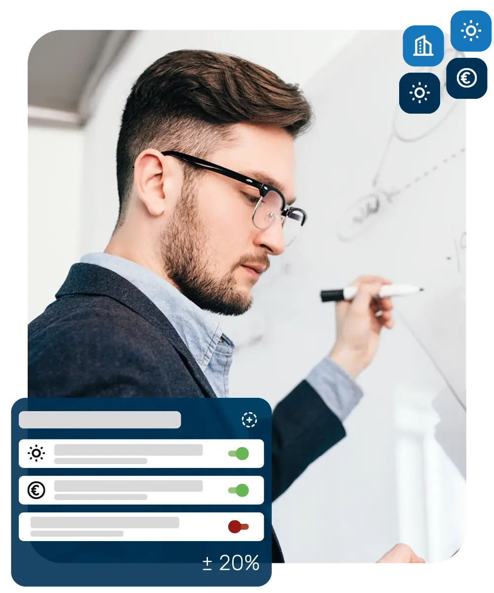 Man writing on a whiteboard